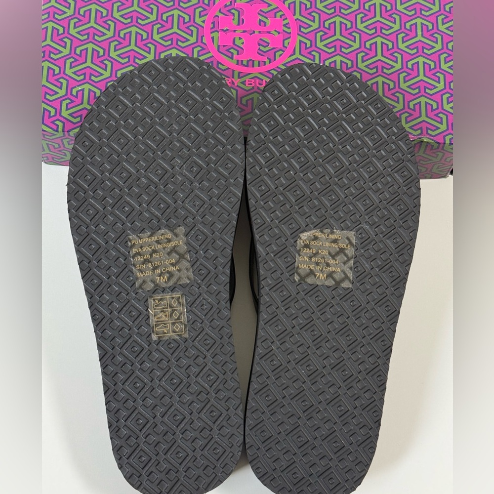 Tory Burch Mini Miller Leather Strap Wedge Flip Flops Size 7 (New) - Picture 3 of 4